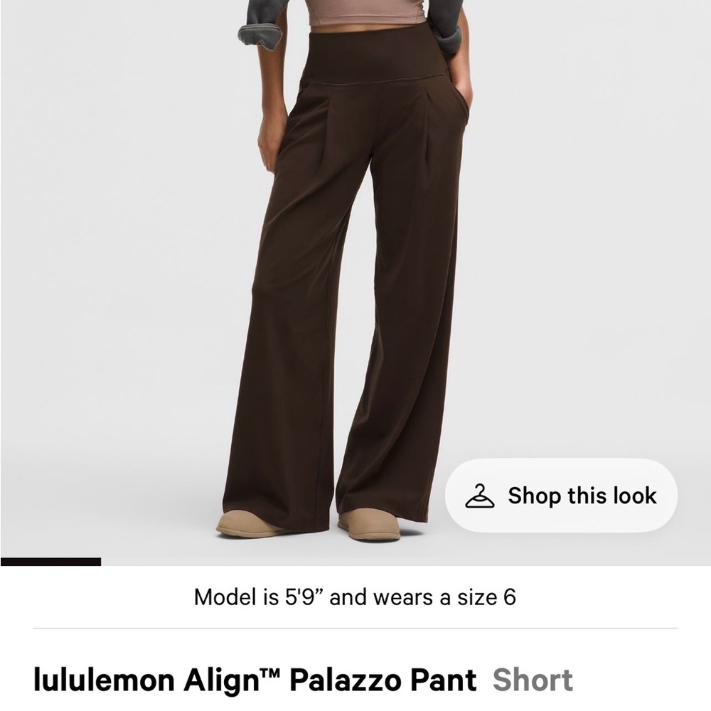 lululemon walnut crunch palazzo pant short 6
